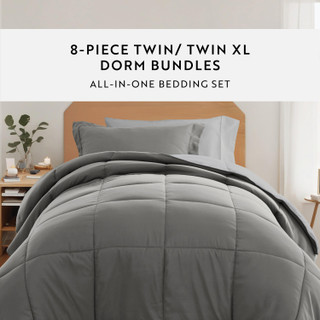 Thumbnail 11: IENJOY HOME IENJOY HOME 8 Piece Solid Comforter Dorm Set Bundle 