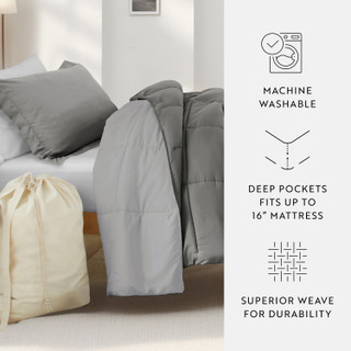 Thumbnail 10: IENJOY HOME IENJOY HOME 8 Piece Solid Comforter Dorm Set Bundle 