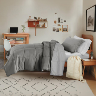 Thumbnail 5: IENJOY HOME IENJOY HOME 8 Piece Solid Comforter Dorm Set Bundle 