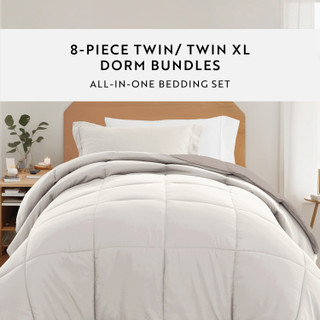 Thumbnail 11: IENJOY HOME IENJOY HOME 8 Piece Solid Comforter Dorm Set Bundle 