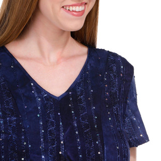 Thumbnail 2: Coral Bay Coral Bay Womens Embellished Short Sleeve Top 