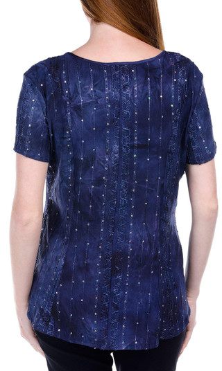 Thumbnail 3: Coral Bay Coral Bay Womens Embellished Short Sleeve Top 
