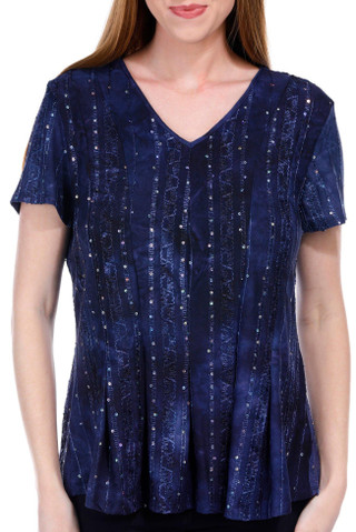 Thumbnail 1: Coral Bay Coral Bay Womens Embellished Short Sleeve Top 