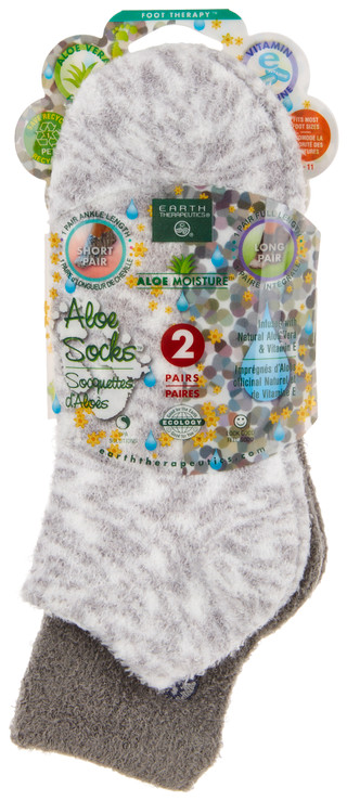 Thumbnail 1: Earth Therapeutics Earth Therapeutics 2 Pk Solid/Print Moisturizing Sock Set 