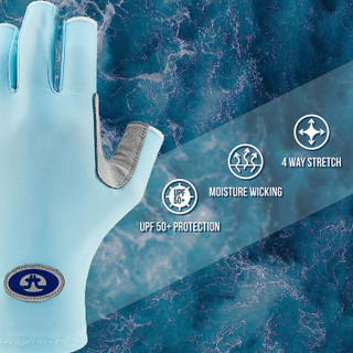 Thumbnail 3: Flying Fisherman Flying Fisherman Sunbandit Bahama Blue Fishing Gloves 