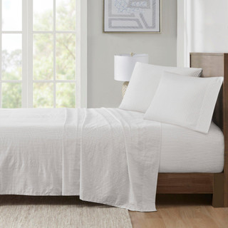 Thumbnail 7: Madison Park Madison Park Essentials Striped Cotton 4 Piece Sheet Set 