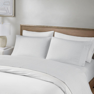 Thumbnail 3: Madison Park Madison Park Essentials Striped Cotton 4 Piece Sheet Set 