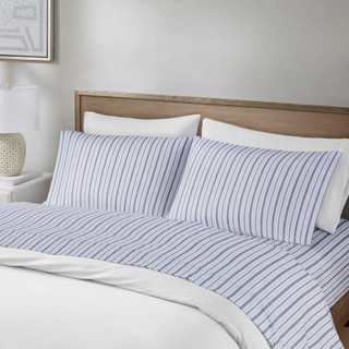 Thumbnail 3: Madison Park Madison Park Essentials Striped Cotton 4 Piece Sheet Set 
