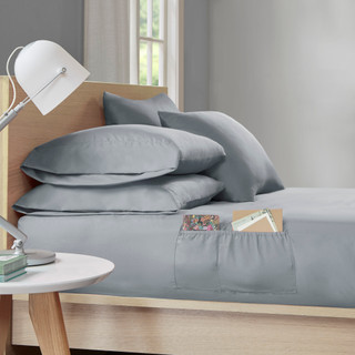 Thumbnail 4: Intelligent Design Microfiber Side Storage Pocket Sheet Set 