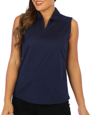 Thumbnail 1: PGA TOUR PGA TOUR Womens Airflux Sleeveless Zip Placket Polo Shirt 