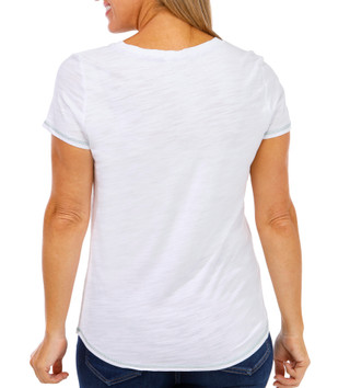 Thumbnail 3: Blue Sol Blue Sol Womens Solid Luxey Short Sleeve V-Neck Top 