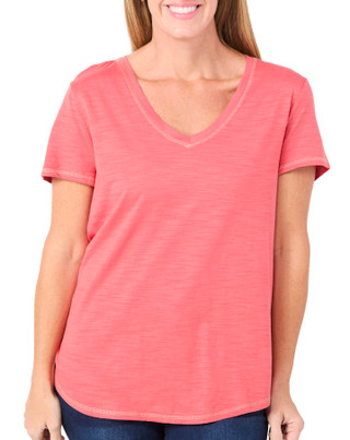 Thumbnail 1: Blue Sol Blue Sol Womens Solid Luxey Short Sleeve V-Neck Top 