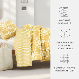 Thumbnail 10: IENJOY HOME 8 Piece Yellow Patterned Comforter Dorm Set Bundle 