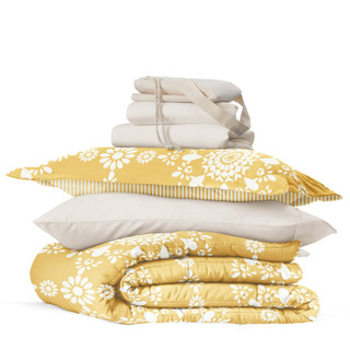 Thumbnail 7: IENJOY HOME 8 Piece Yellow Patterned Comforter Dorm Set Bundle 
