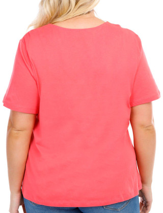 Thumbnail 2: Coral Bay Coral Bay Plus Criss Cross Ring Neck Short Sleeve Top 