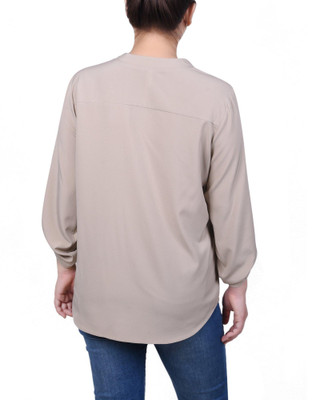 Thumbnail 3: NY COLLECTION NY Collection Petite Roll Tab Sleeve Blouse With Pockets 