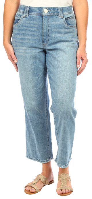 Thumbnail 1: Democracy Democracy Petite 28 in. Ab Solution Straight Leg Fray Jeans 