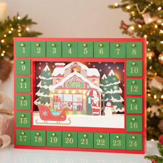 Thumbnail 2: Kurt Adler Kurt Adler 14.3-Inch Pre-Lit Santa Toy Shop Advent Calender 