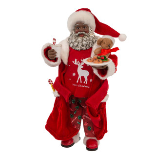 Thumbnail 1: FABRICHE Fabriché 10.5-Inch African American Santa In Robe & PJs 