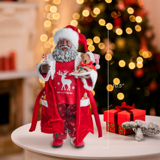 Thumbnail 7: FABRICHE Fabriché 10.5-Inch African American Santa In Robe & PJs 