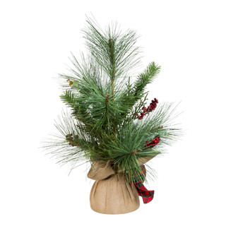 Thumbnail 2: Kurt Adler Kurt Adler 18-Inch Berries and Plaid Ribbon Green Tree 