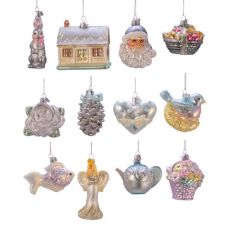 Thumbnail 2: NOBLE GEMS Noble Gems 12 Pc. Newlyweds Glass Tree Box Ornament Set 