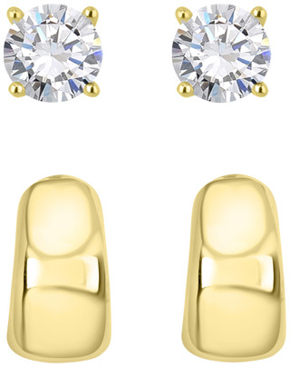 Thumbnail 2: Signature Signature 2-Pc Cubic Zirconia Hoop Stud Earrings 