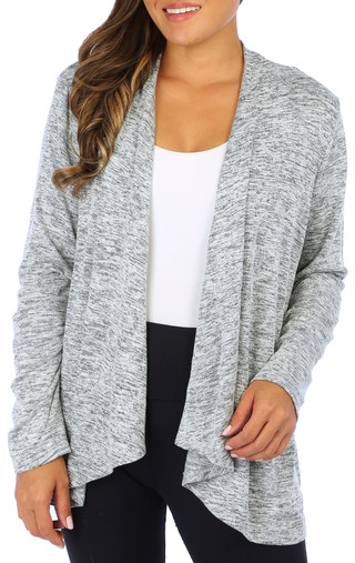 Thumbnail 1: Juniper + Lime Juniper + Lime Womens Solid Jersey Open Cardigan 