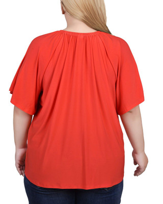 Thumbnail 2: NY COLLECTION Plus Raglan Sleeve Top with Chain Detail 