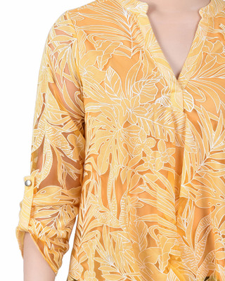 Thumbnail 4: NY COLLECTION NY Collection Womens 3/4 Burnout Y Neck Blouse 