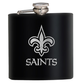 Thumbnail 1: NEW ORLEANS SAINTS NFL New Orleans Saints 6 Oz. Stealth Laser Etched Hip Flask 
