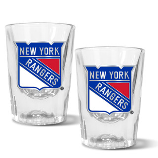 Thumbnail 1: NEW YORK RANGERS NHL New York Rangers Set of 2 2 Oz. Prism Shot Glasses 