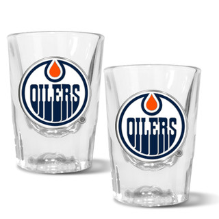 Thumbnail 1: EDMONTON OILERS NHL Edmonton Oilers Set of 2 2 Oz. Prism Shot Glasses 