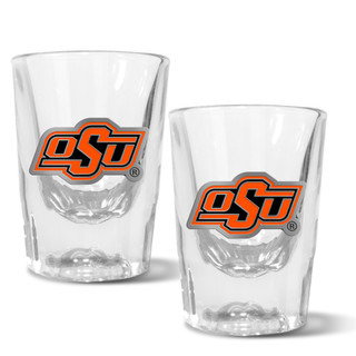 Thumbnail 1: OKLAHOMA UNIVERSITY NCAA Oklahoma State Set of 2 2 Oz. Prism Shot Glasses 