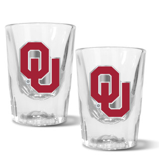 Thumbnail 1: OKLAHOMA UNIVERSITY NCAA Oklahoma Sooners Set of 2 2 Oz. Prism Shot Glasses 