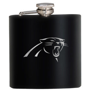 Thumbnail 1: CAROLINA PANTHERS NFL Carolina Panthers 6 Oz. Stealth Laser Etched Hip Flask 
