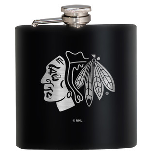 Thumbnail 1: CHICAGO BLACKHAWKS NHL Chicago Blackhawks 6 Oz. Stealth Laser Etched Hip Flask 