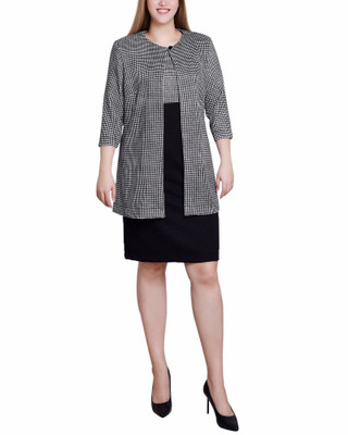 Thumbnail 1: NY COLLECTION NY Collection Petite Shift Dress with Cardigan 