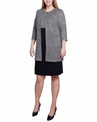 Thumbnail 2: NY COLLECTION NY Collection Petite Shift Dress with Cardigan 