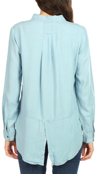 Thumbnail 2: Blue Sol Blue Sol Womens Solid Button Down Denim Top 
