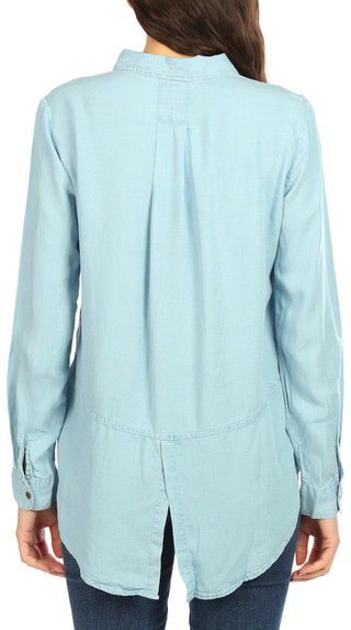Thumbnail 2: Blue Sol Blue Sol Womens Solid Button Down Denim Top 
