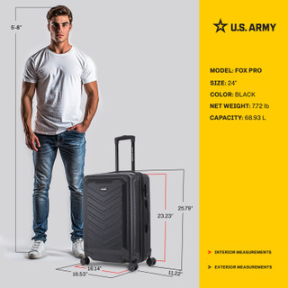 Thumbnail 18: US ARMY U.S. ARMY FOX PRO 24 in. TSA Lock Check In Luggage 