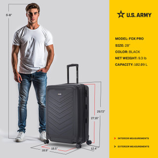 Thumbnail 18: US ARMY U.S. ARMY FOX PRO 28 in. TSA Lock Check In Luggage 