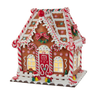 Thumbnail 1: GINGERBREAD JUNCTION Kurt Adler 13-Inch LED Gingerbread House 