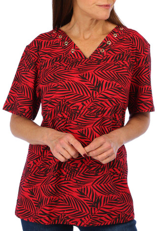 Thumbnail 4: Coral Bay Coral Bay Womens Frond Print Grommet Top 