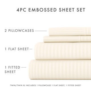 Thumbnail 38: Home Collections Home Collections Premium Striped Embossed Sheet Set 