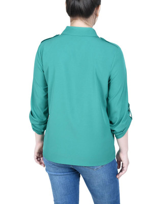 Thumbnail 2: NY COLLECTION NY Collection Womens 3/4 Sleeve Roll Tab Blouse 