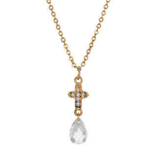 Thumbnail 1: SYMBOLS OF FAITH Cross Briolette Drop Necklace 