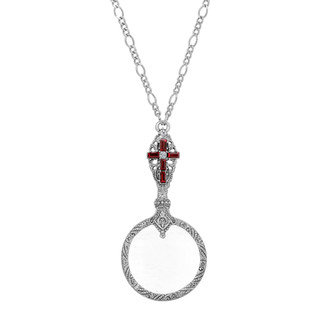 Thumbnail 1: SYMBOLS OF FAITH Crystal Cross Magnifier Necklace 