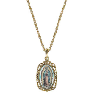 Thumbnail 1: SYMBOLS OF FAITH Enamel Lady Of Guadalupe Necklace 
